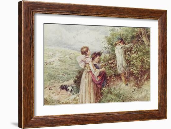 Children Picking Blackberries-Myles Birket Foster-Framed Giclee Print
