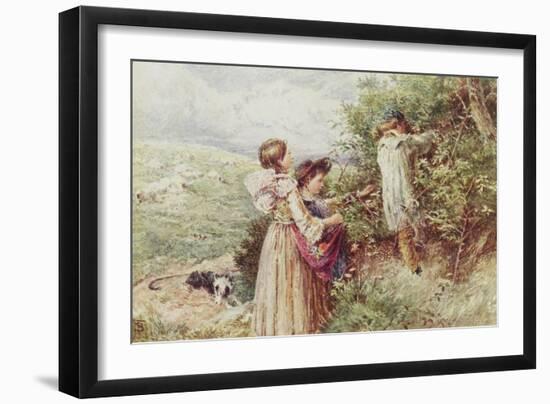 Children Picking Blackberries-Myles Birket Foster-Framed Giclee Print