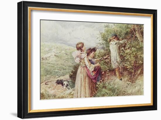 Children Picking Blackberries-Myles Birket Foster-Framed Giclee Print