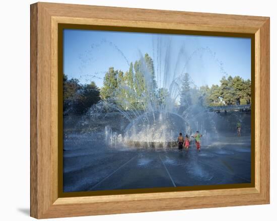 Children Play in the Fountain at Seattle Center, Seattle, Washington State, USA-Aaron McCoy-Framed Premier Image Canvas