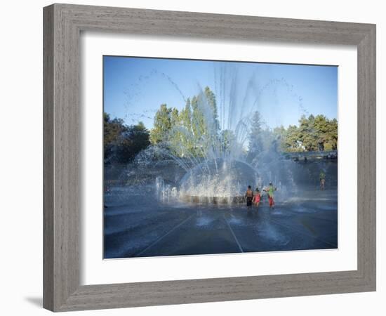 Children Play in the Fountain at Seattle Center, Seattle, Washington State, USA-Aaron McCoy-Framed Photographic Print