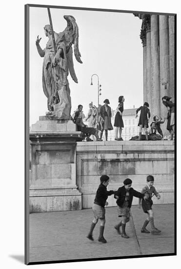 Children play on the steps of Karlskirche, the church of Saint Charles Borromaeus. Vienna, 1954.-Erich Lessing-Mounted Photographic Print