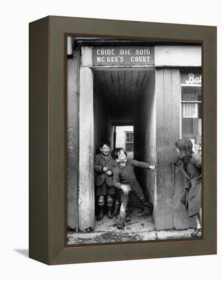 Children Playing at the Entrance to McGee's Court Slum on Camden Street-Tony Linck-Framed Premier Image Canvas