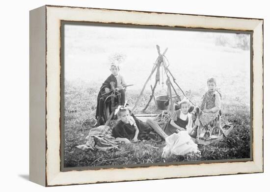 Children Playing Being Indians-null-Framed Premier Image Canvas