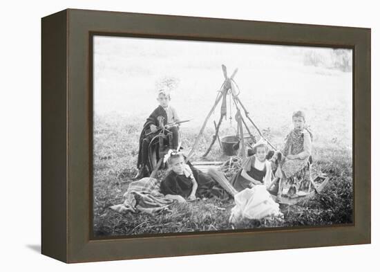 Children Playing Being Indians-null-Framed Premier Image Canvas