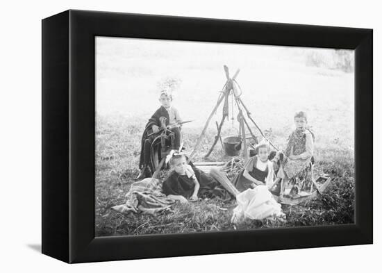 Children Playing Being Indians-null-Framed Premier Image Canvas