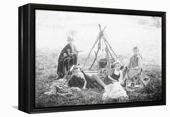 Children Playing Being Indians-null-Framed Premier Image Canvas