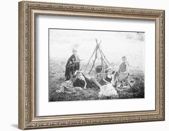 Children Playing Being Indians-null-Framed Photographic Print