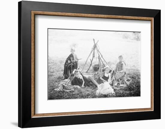 Children Playing Being Indians-null-Framed Photographic Print