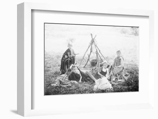 Children Playing Being Indians-null-Framed Photographic Print