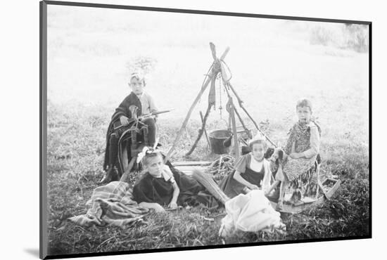 Children Playing Being Indians-null-Mounted Photographic Print