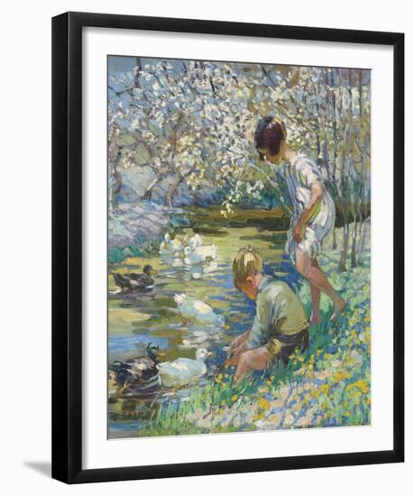 Children Playing Beside a Stream-Dorothea Sharp-Framed Giclee Print