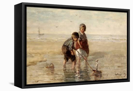 Children Playing by the Seaside-Jozef Israels-Framed Premier Image Canvas