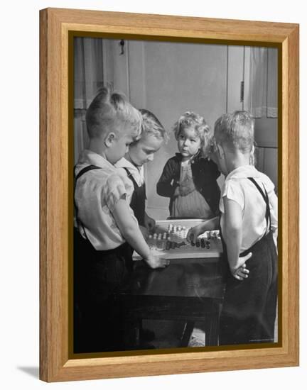 Children Playing Chinese Checkers-John Florea-Framed Premier Image Canvas