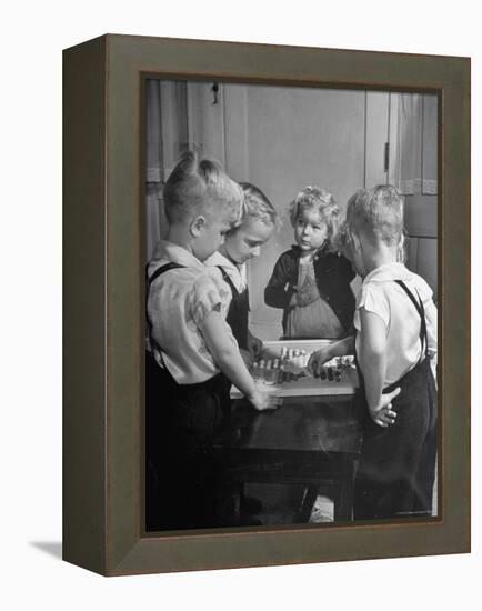 Children Playing Chinese Checkers-John Florea-Framed Premier Image Canvas