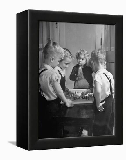 Children Playing Chinese Checkers-John Florea-Framed Premier Image Canvas