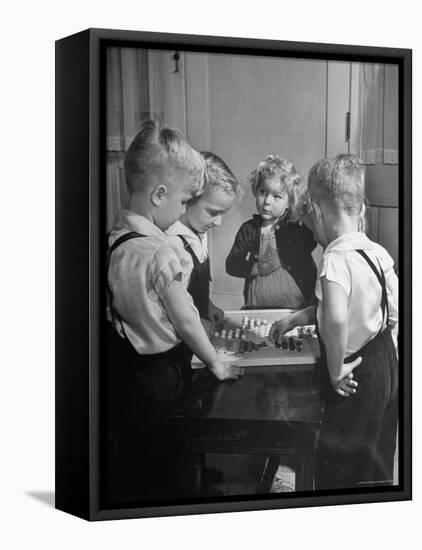 Children Playing Chinese Checkers-John Florea-Framed Premier Image Canvas