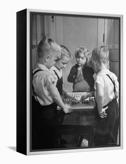 Children Playing Chinese Checkers-John Florea-Framed Premier Image Canvas