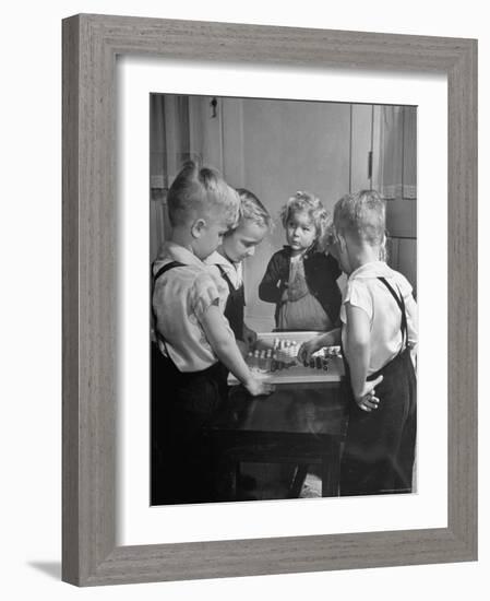 Children Playing Chinese Checkers-John Florea-Framed Photographic Print