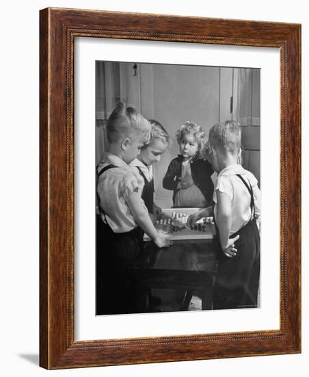 Children Playing Chinese Checkers-John Florea-Framed Photographic Print