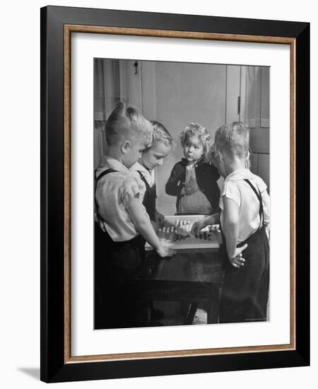 Children Playing Chinese Checkers-John Florea-Framed Photographic Print