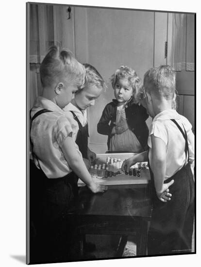 Children Playing Chinese Checkers-John Florea-Mounted Photographic Print