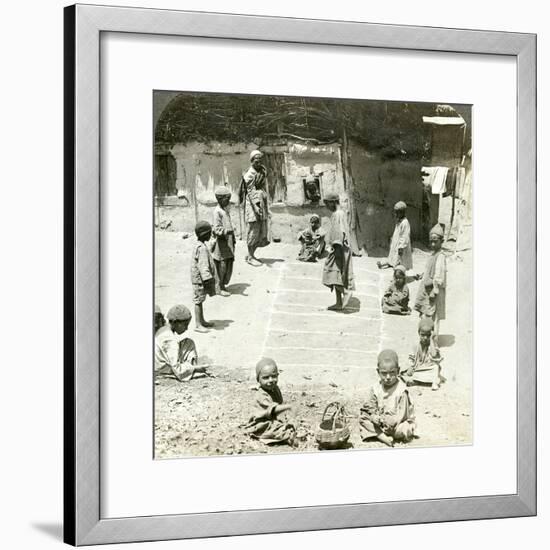 Children Playing Hopscotch, Kashmir, India, C1900s-Underwood & Underwood-Framed Photographic Print