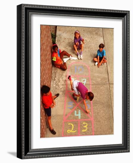 Children Playing Hopscotch-Bill Bachmann-Framed Photographic Print