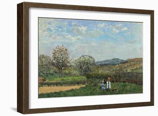 Children Playing in a Field-Alfred Sisley-Framed Giclee Print