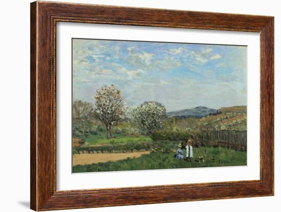 Children Playing in a Field-Alfred Sisley-Framed Giclee Print