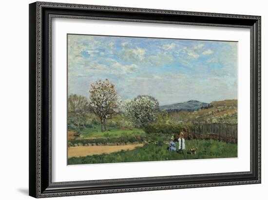 Children Playing in a Field-Alfred Sisley-Framed Giclee Print