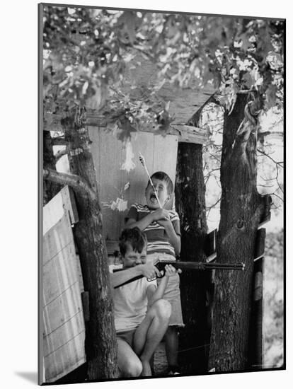 Children Playing in a Treehouse-Arthur Schatz-Mounted Photographic Print