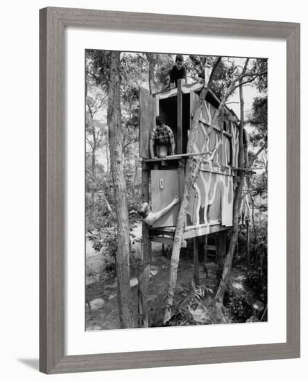 Children Playing in a Treehouse-null-Framed Photographic Print