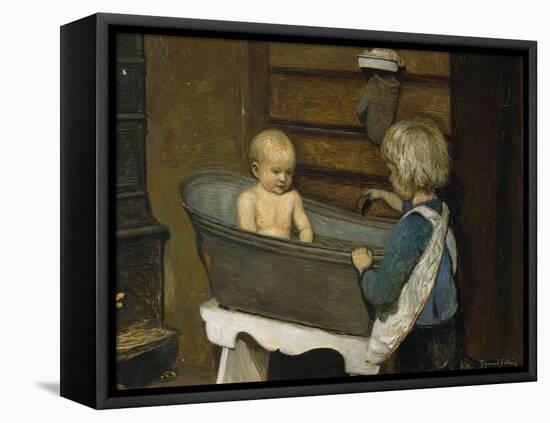 Children playing in a washtub-Christian Krohg-Framed Premier Image Canvas