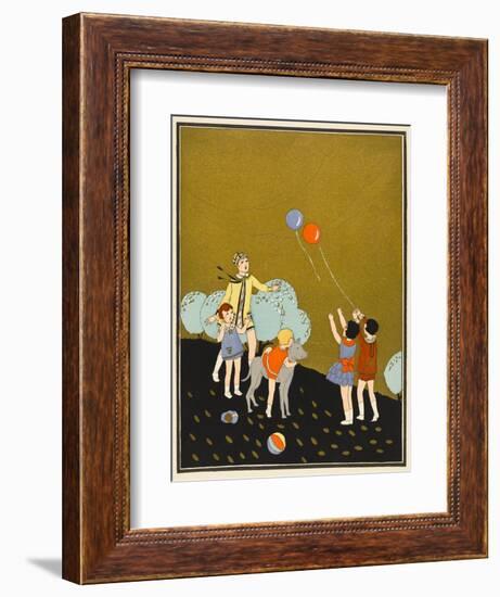 Children Playing in Park-null-Framed Art Print