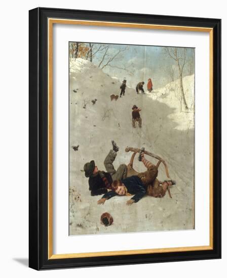 Children Playing in the Snow-Carl Kronberger-Framed Giclee Print