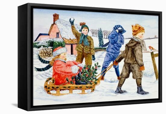 Children Playing in the Snow-Catherine Bradbury-Framed Premier Image Canvas