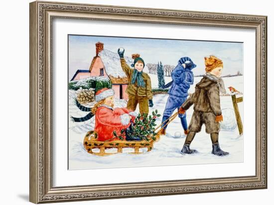 Children Playing in the Snow-Catherine Bradbury-Framed Giclee Print