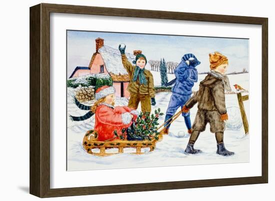 Children Playing in the Snow-Catherine Bradbury-Framed Giclee Print