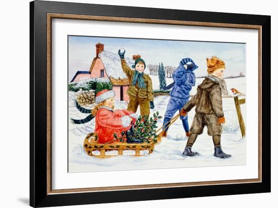 Children Playing in the Snow-Catherine Bradbury-Framed Giclee Print