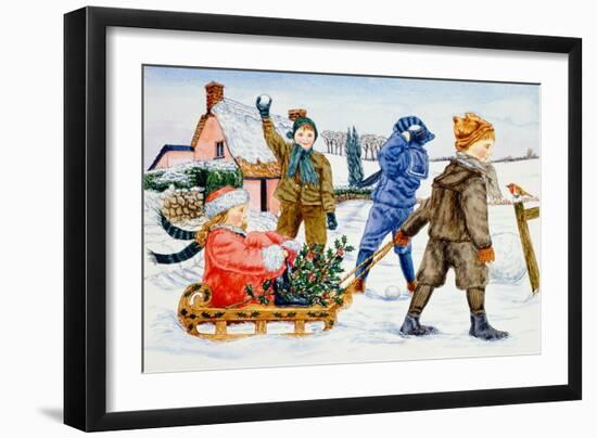 Children Playing in the Snow-Catherine Bradbury-Framed Giclee Print