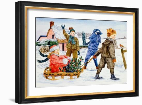 Children Playing in the Snow-Catherine Bradbury-Framed Giclee Print