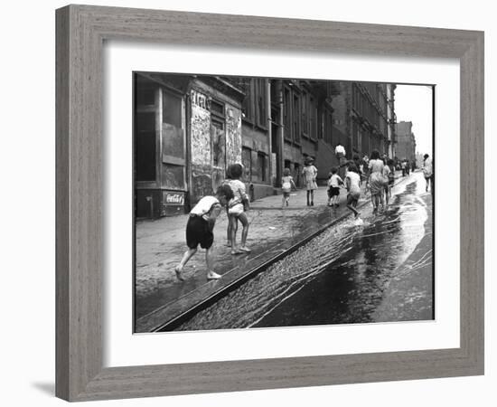 Children Playing on 103rd Street in Puerto Rican Community in Harlem-Ralph Morse-Framed Photographic Print