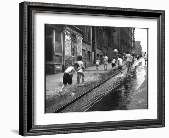 Children Playing on 103rd Street in Puerto Rican Community in Harlem-Ralph Morse-Framed Photographic Print