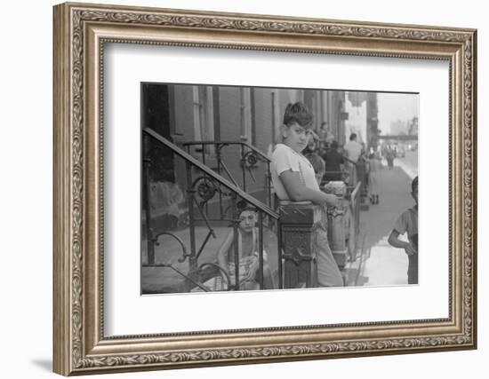 Children playing on 61st Street, between 1st and 3rd Avenues, New York City, 1938-Walker Evans-Framed Photographic Print