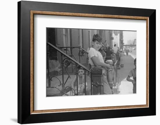 Children playing on 61st Street, between 1st and 3rd Avenues, New York City, 1938-Walker Evans-Framed Photographic Print