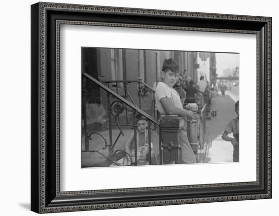 Children playing on 61st Street, between 1st and 3rd Avenues, New York City, 1938-Walker Evans-Framed Photographic Print