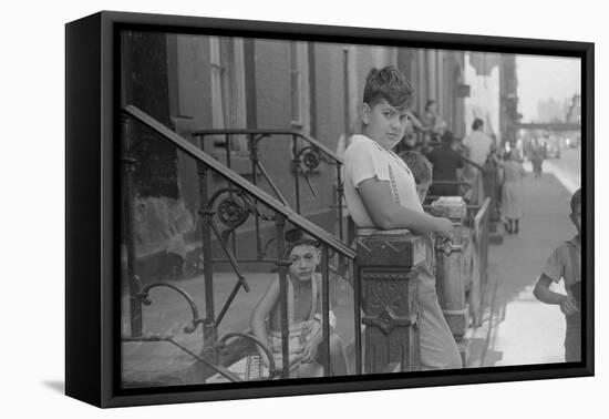 Children playing on 61st Street, between 1st and 3rd Avenues, New York City, 1938-Walker Evans-Framed Premier Image Canvas