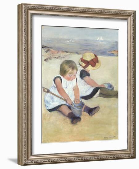 Children Playing on the Beach, 1884-Mary Stevenson Cassatt-Framed Premium Giclee Print