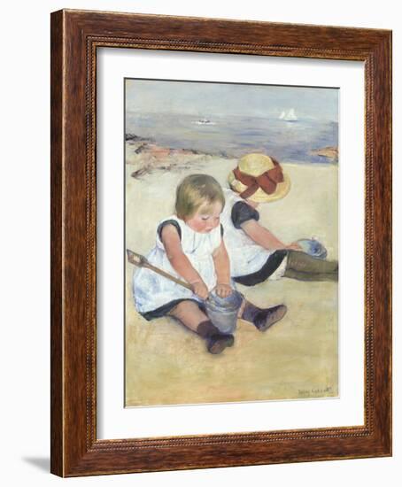 Children Playing on the Beach, 1884-Mary Stevenson Cassatt-Framed Premium Giclee Print